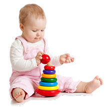 Young child playing with toy